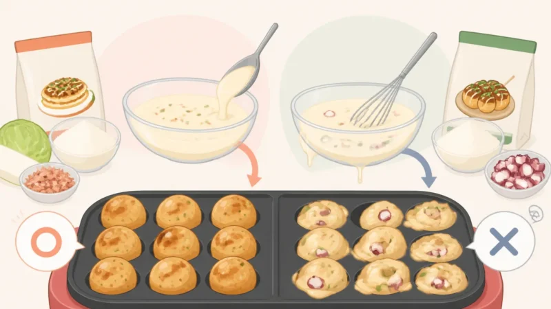 お好み焼き粉のたこ焼きが固まらない原因と上手な作り方