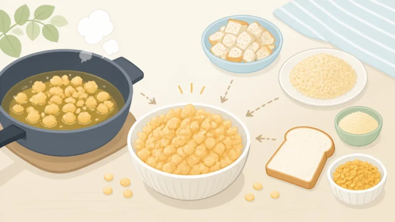 天かすはパン粉で代用できる?簡単な作り方と使い方のコツ
